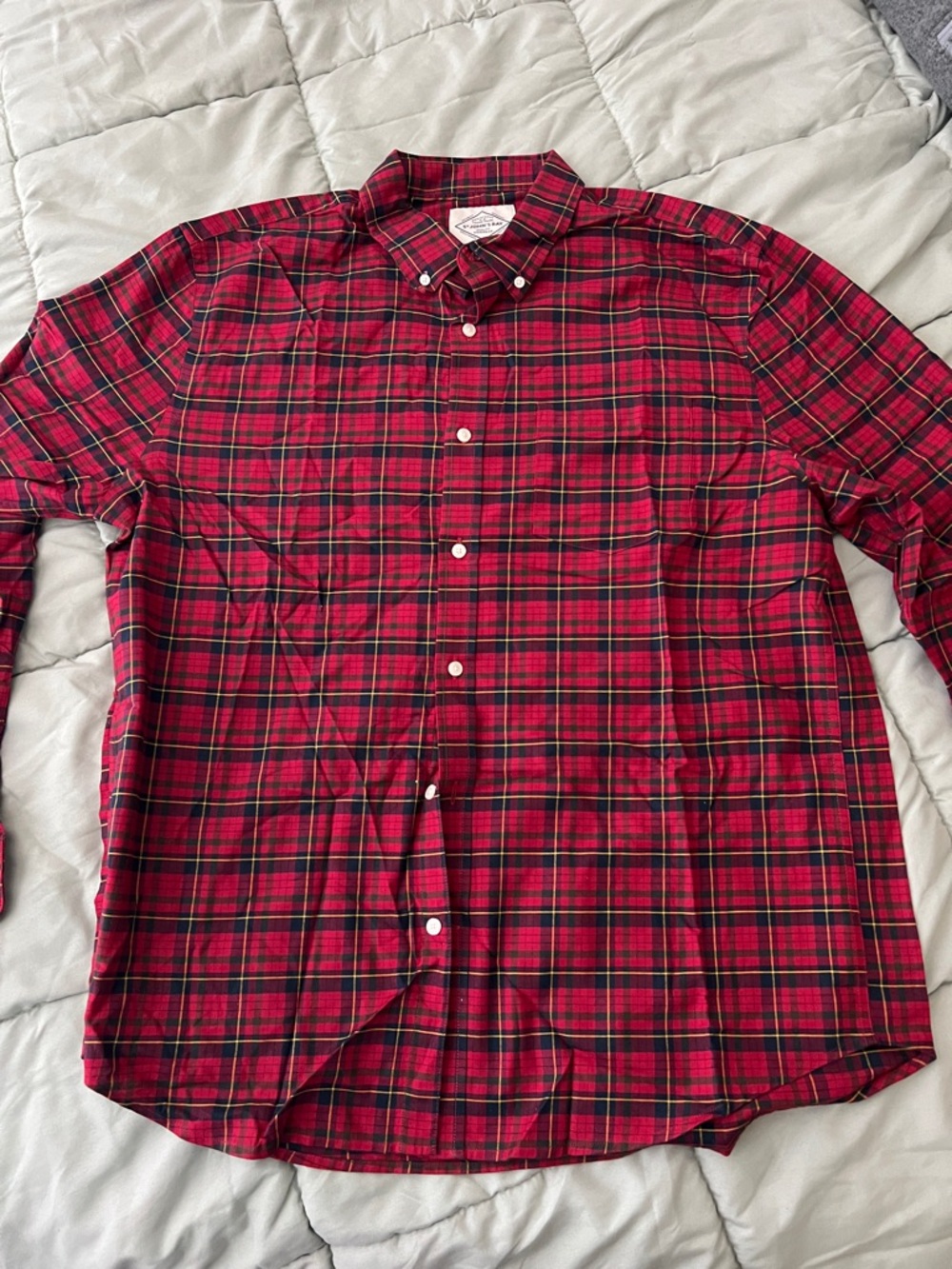 St. John's Bay Red and Black Plaid Button-Down Shirt
